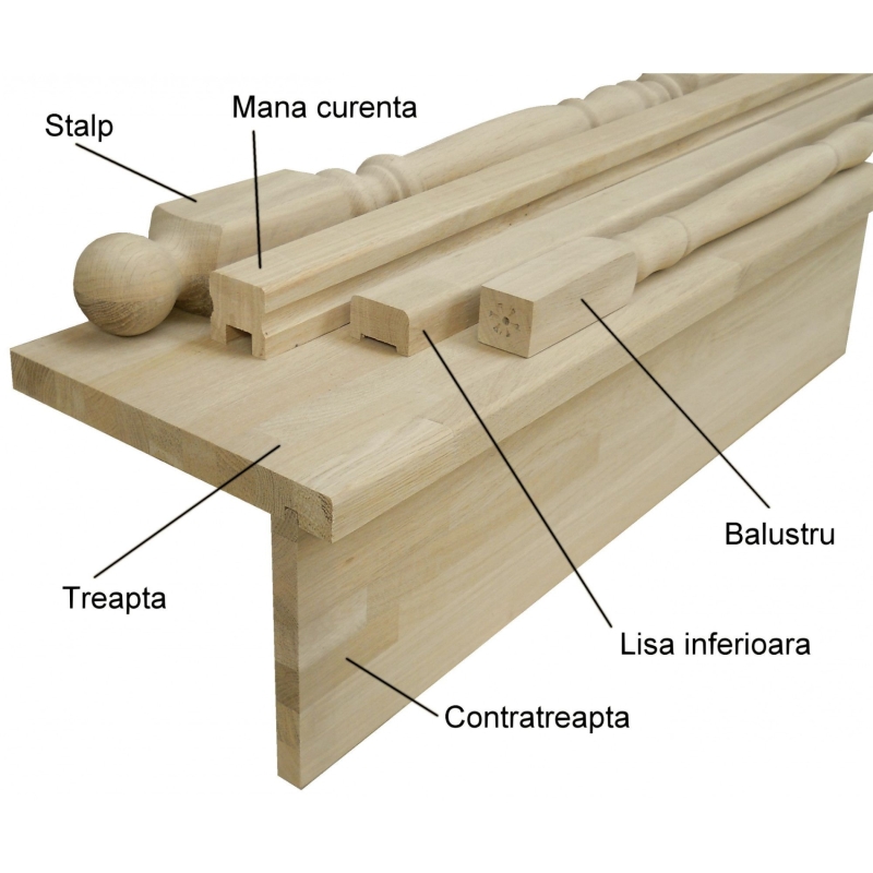 Balustru frezat stejar 750x62x24 mm